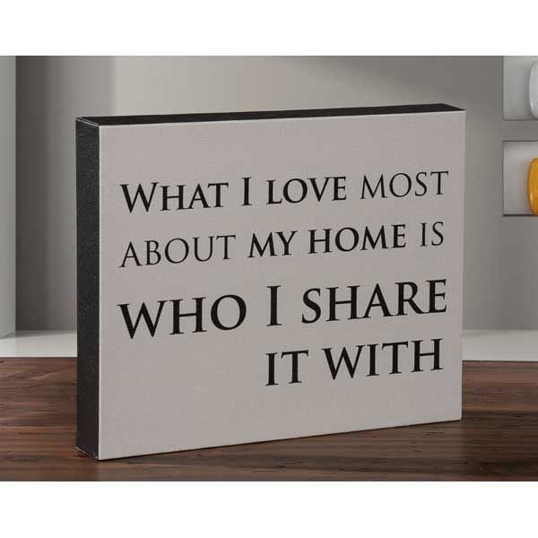What I Love Most About My Home 8x10 Message Cube