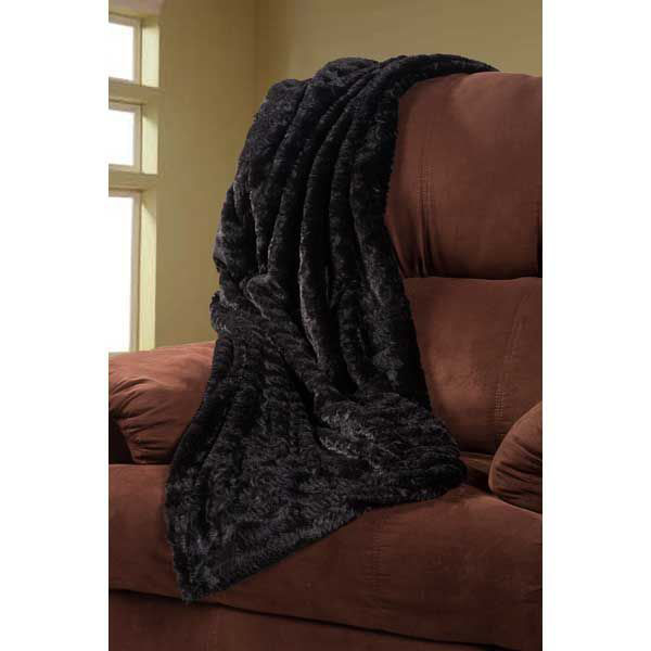 Picture of 47x59 Throw Faux Fur Black *P