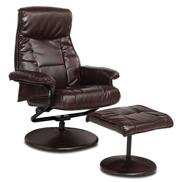 2 Piece Brown Bonded Leather Recliner With Ottoman 3022 Qpz 031 7873