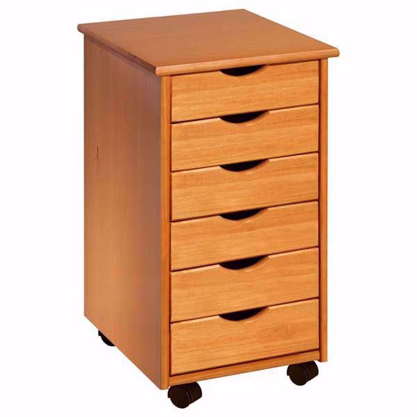 Picture of Pine 6 Drawer Roll Cart