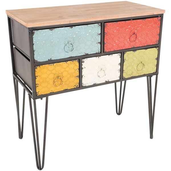 Picture of Metal Five Drawer Multi-Color Chest