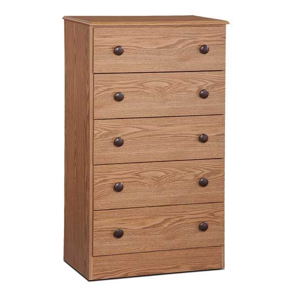 Picture of Oak Finish 5 Drawer Chest
