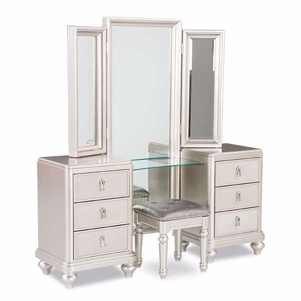 Diva Vanity Dresser Mirror Set 8808, Small White Vanity Dresser