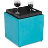 Picture of Blocks Teal Storage Ottoman with Tray