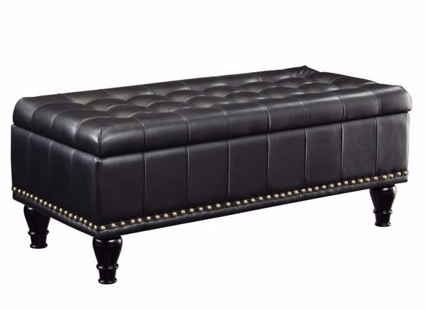 Picture of Black Bonded Leather Storage Ottoman *D