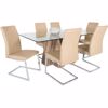 Picture of Tan and Chrome Glass Top Dining Table
