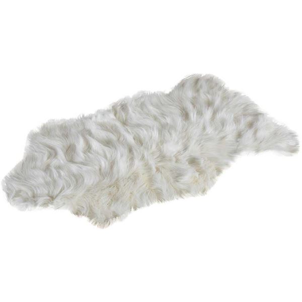 Picture of Boho White Faux Fur Throw Rug *P