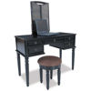 Picture of 3 Piece Black Vanity Set with Mirror and Stool