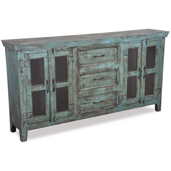 Picture of Vintage 4 Door Sideboard in Washed Blue