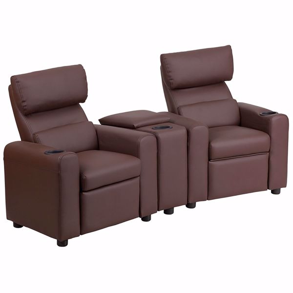 Picture of Kid's Brown Leather Reclining Theater Seating *D