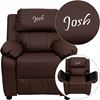 Picture of Personalized Deluxe Brown Leather Kids Recliner *D