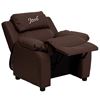 Picture of Personalized Deluxe Brown Leather Kids Recliner *D