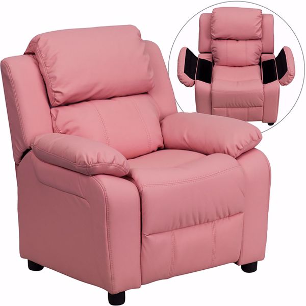 Picture of Deluxe Padded Contemporary Pink Kids Recliner *D