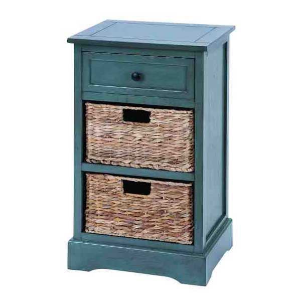 Picture of Blue Wood Wicker Cabinet