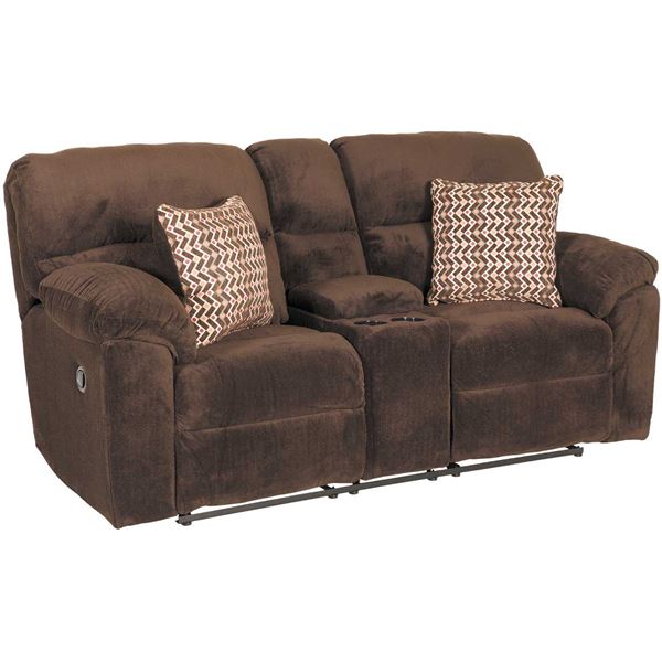 Picture of Chocolate Reclining Console Loveseat