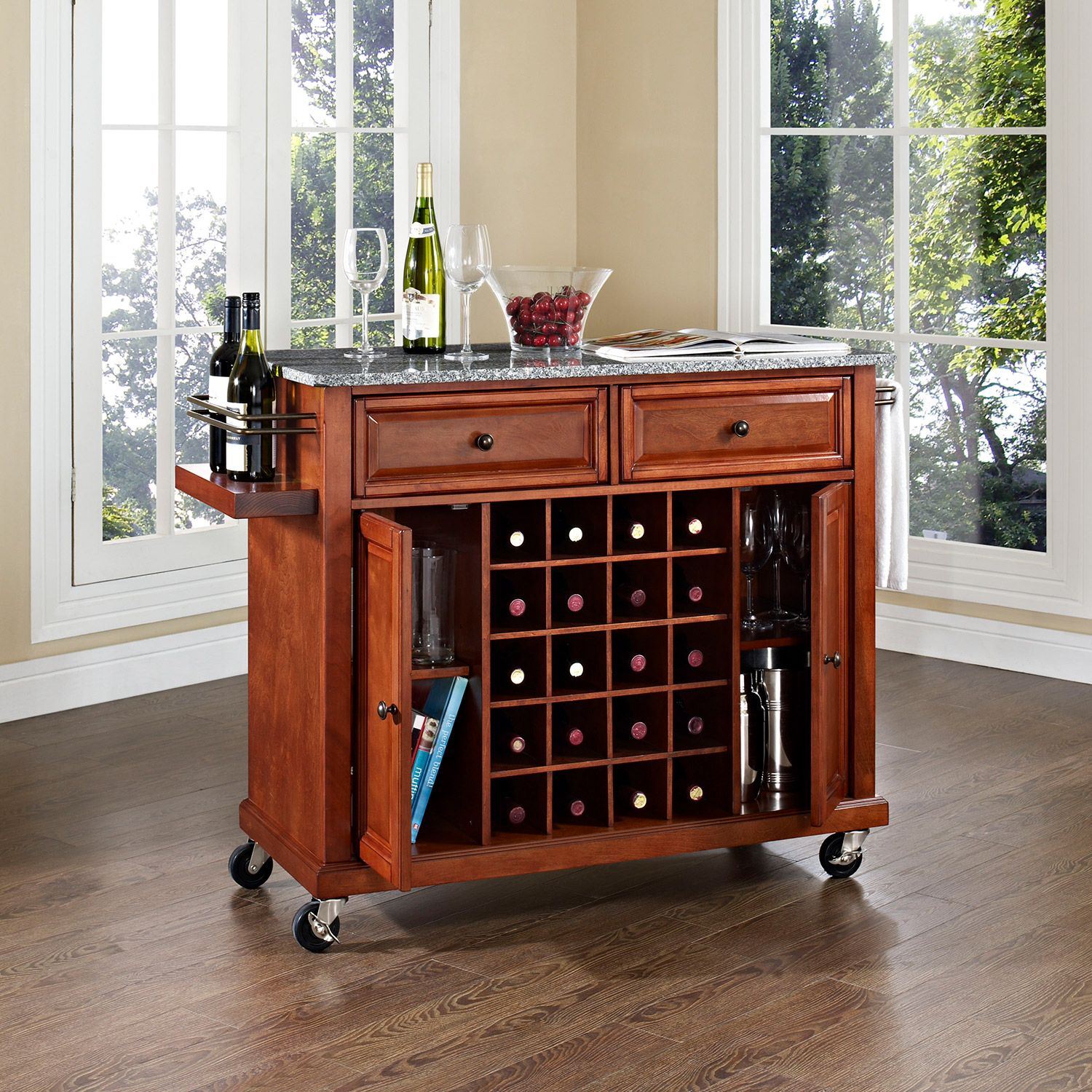 Granite Top Wine Cart Cherry D KF31003ECH AFW Com   0058818 KF31003ECH B4d56 