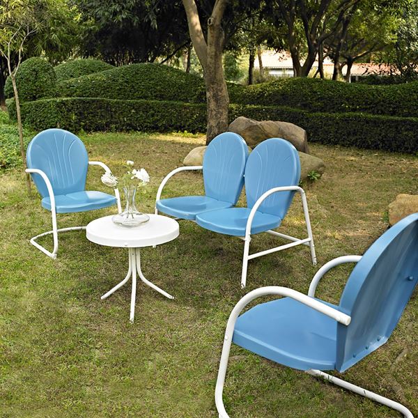 Picture of Griffith 4-Piece Metal Outdoor Set, Blue *D