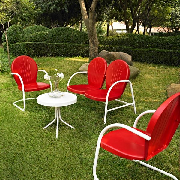 Picture of Griffith 4-Piece Metal Outdoor Set, Red *D