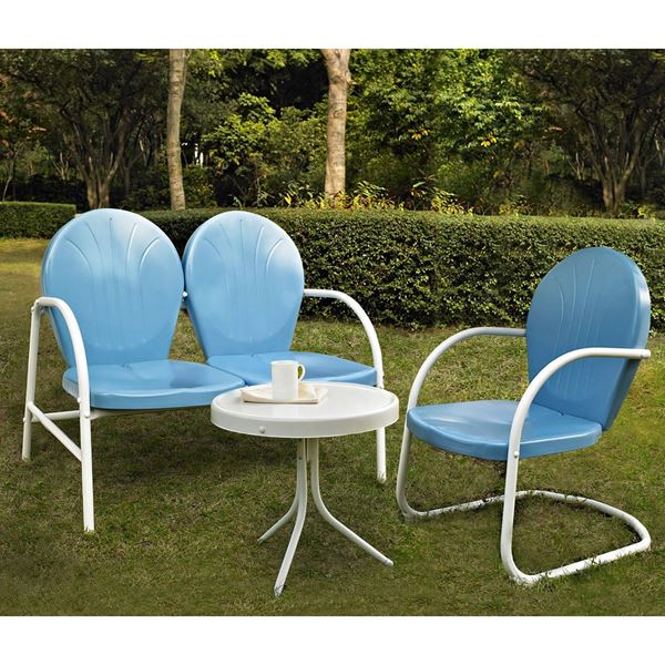 Picture of Griffith 3-Piece Metal Outdoor Set, Blue *D