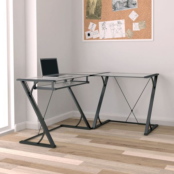 Picture of Snyder L-Shaped Computer Desk & Keyboard Tray *D