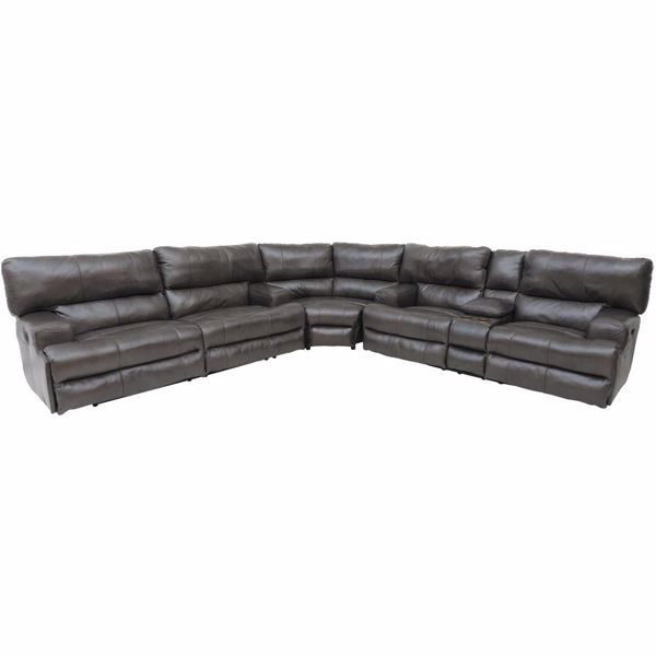 Picture of Steel Italian Leather 3PC Recline Sectional