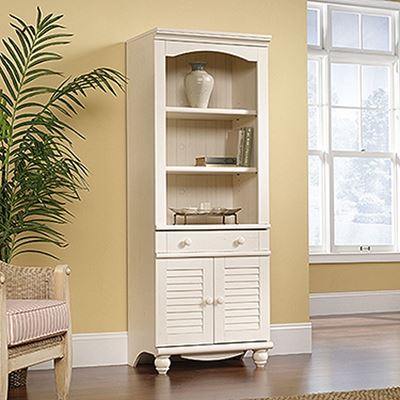Picture of Harbor View Library With Doors Antiqued White * D