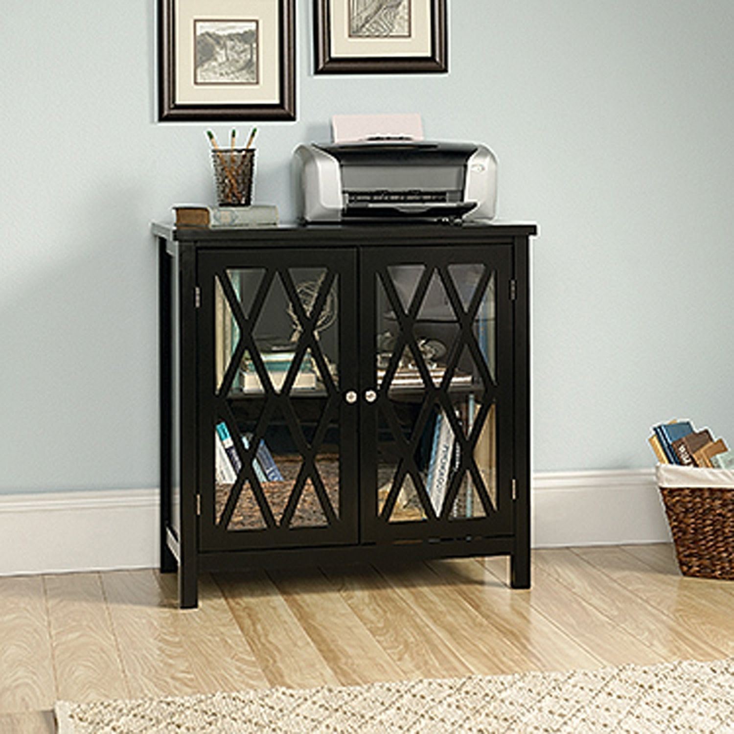 Harbor View Accent Storage Cabinet Black D 420218 Sauder Woodworking Afw Com