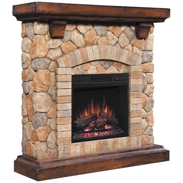 Picture of Tequesta Stone Fireplace with Insert
