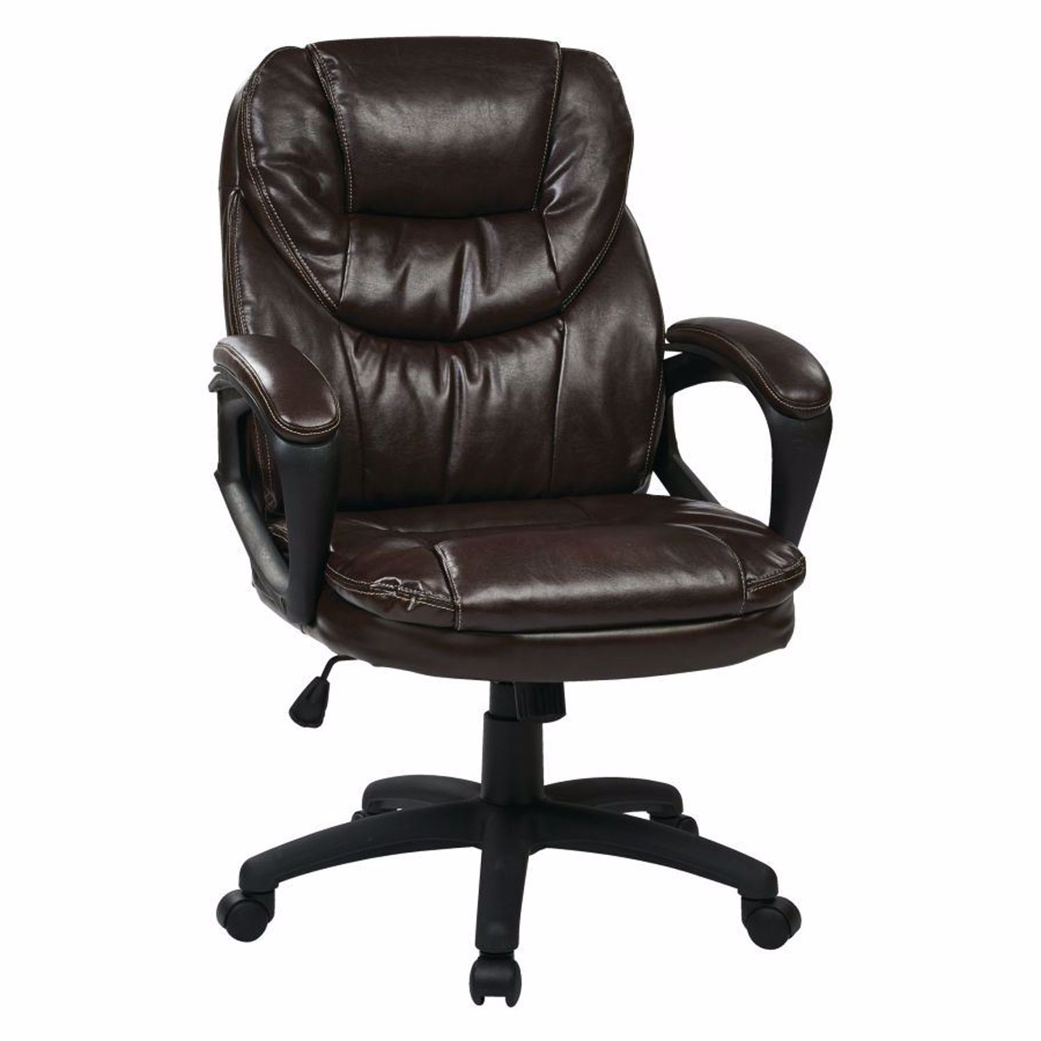 Comfty Lumbar Support and Chrome Base Leather Office Chair, 37.6, 41.53, Black