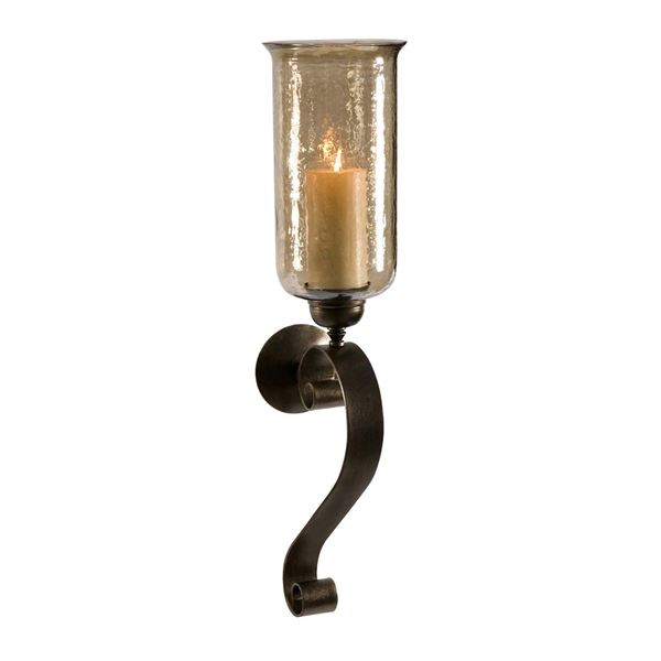 Picture of Medium Scroll Sconce with Amber Glass