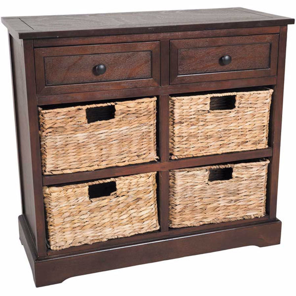 Picture of Espresso Cabinet with Wicker Drawers