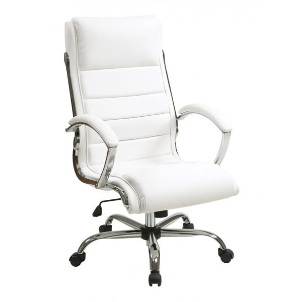 Picture of White faux leather thick padded Exec Chair *D