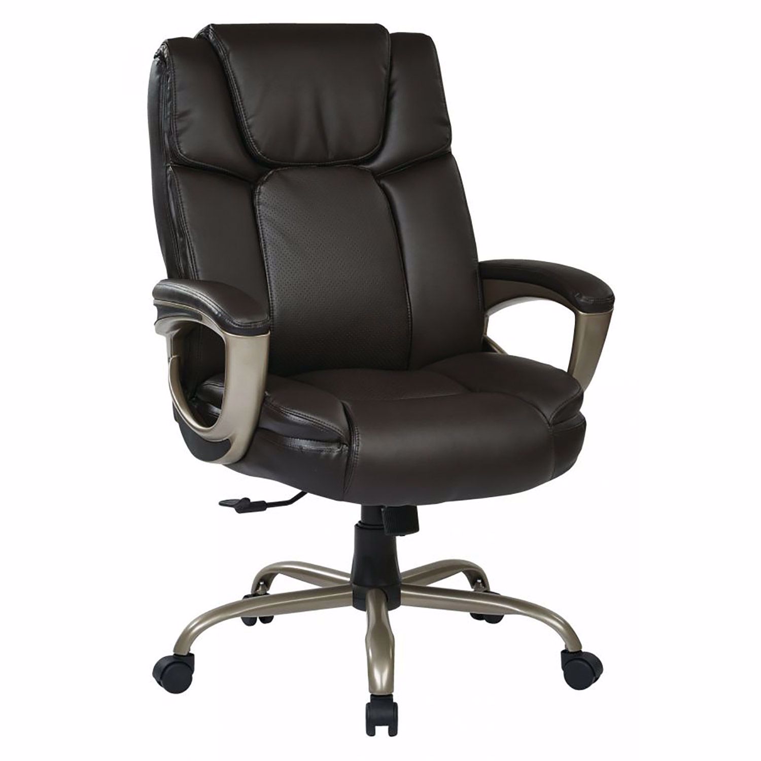 Comfty Lumbar Support and Chrome Base Leather Office Chair, 37.6, 41.53, Black