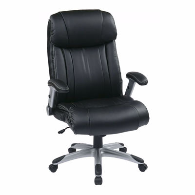 Picture of Executive Black Bonded Leather Chair Silver Accent