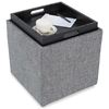 Picture of Gray Storage Ottoman with Tray