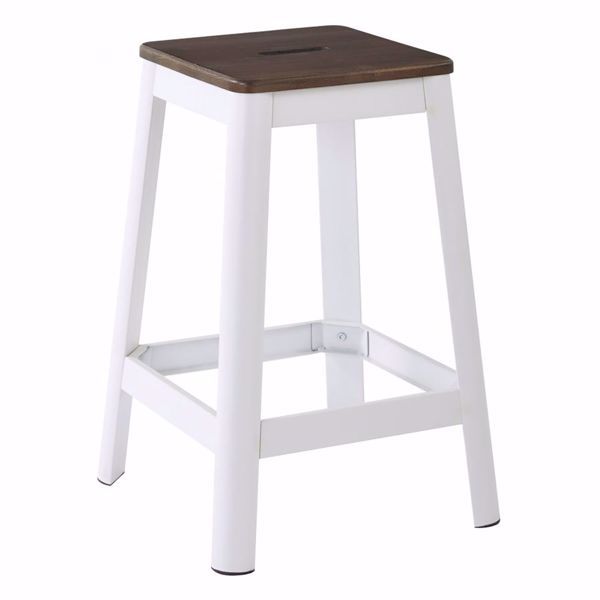 Picture of Hammond 26in Dark WD Mtl Frosted White Barstool *D