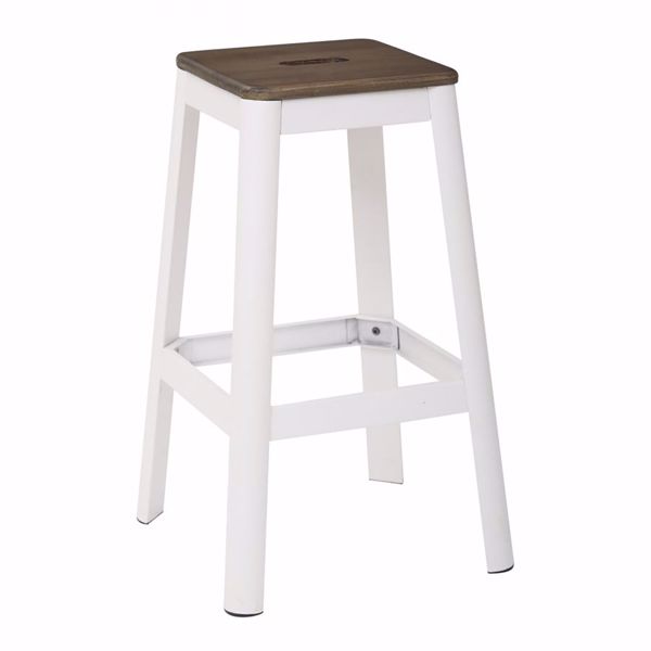 Picture of Hammond 30-Inch DK WD Mtl Frosted White Barstool *D