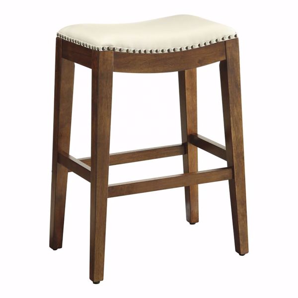 Picture of Cream Nail Head 29In Saddle Stool *D