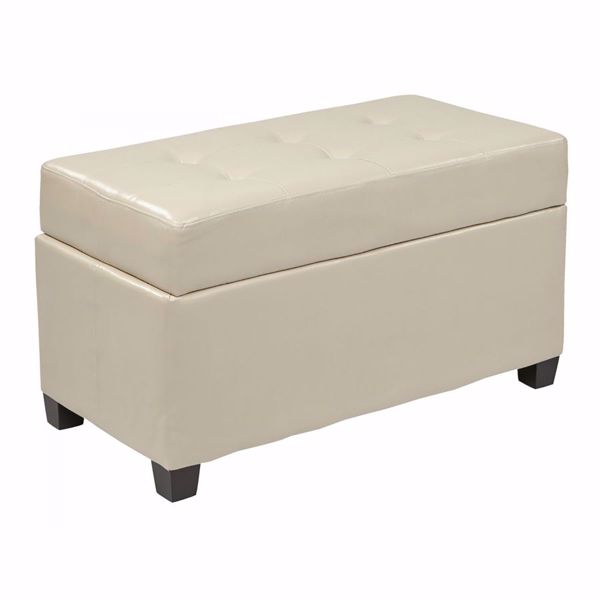 Picture of Cream Leather Storage Ottoman *D