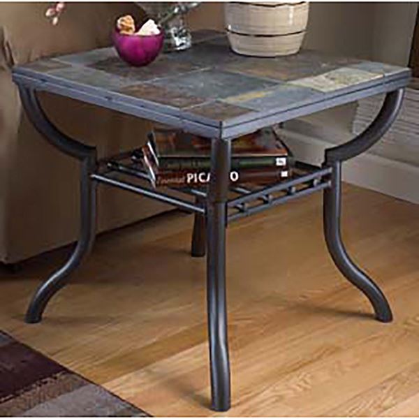 Picture of Square End Table Slate and Metal