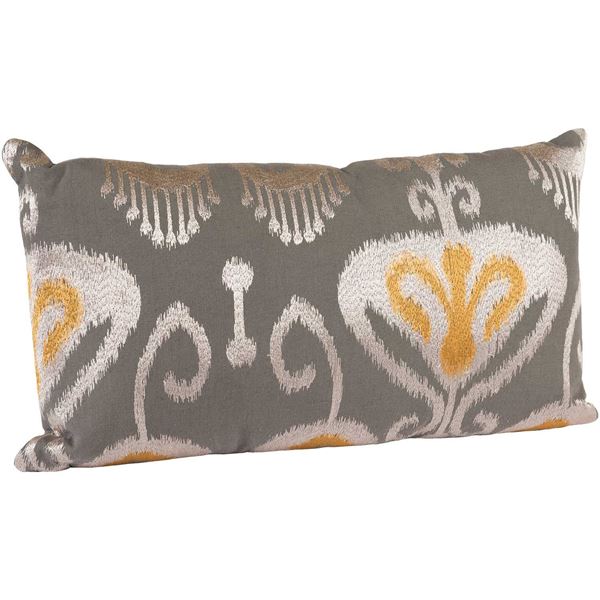 Picture of 11x21 Gray Yellow Ikat Kidney Pillow *P