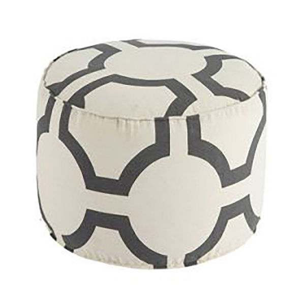 Picture of White/Gray Geometric Pouf *D