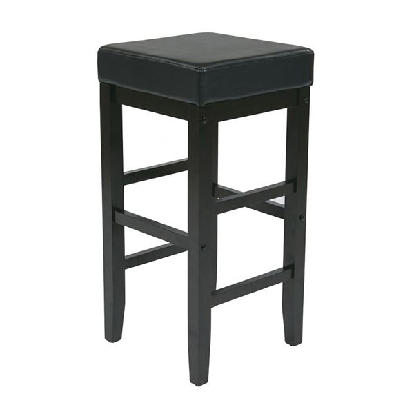 Picture of 25-Inch Squareuare Black Faux Leather Barstool *D
