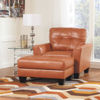 Picture of Orange Bonded Leather Ottoman