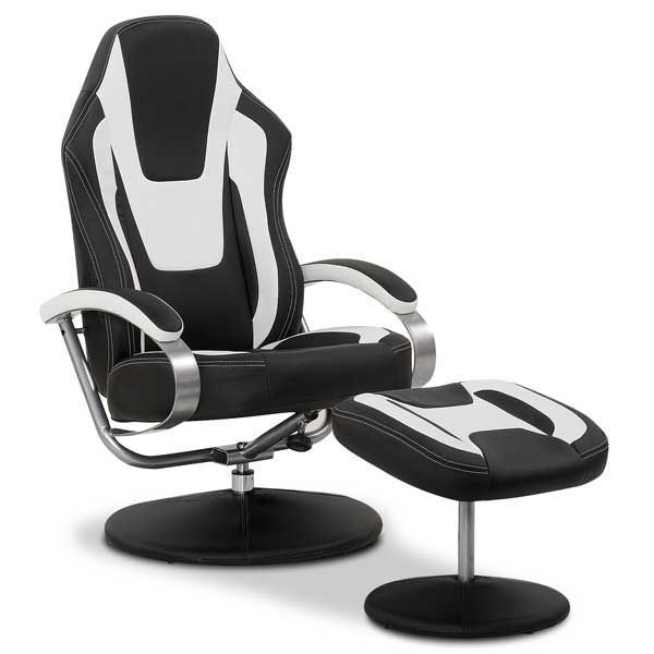 Cosmo Black And White Swivel Chair With, Swivel Chair With Ottoman