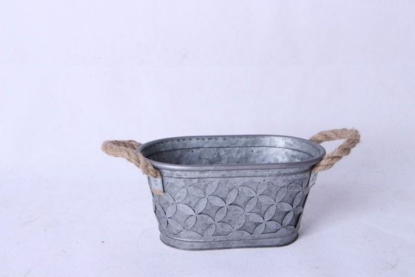 Picture of Small Oval Metal Tub with Rope Handles