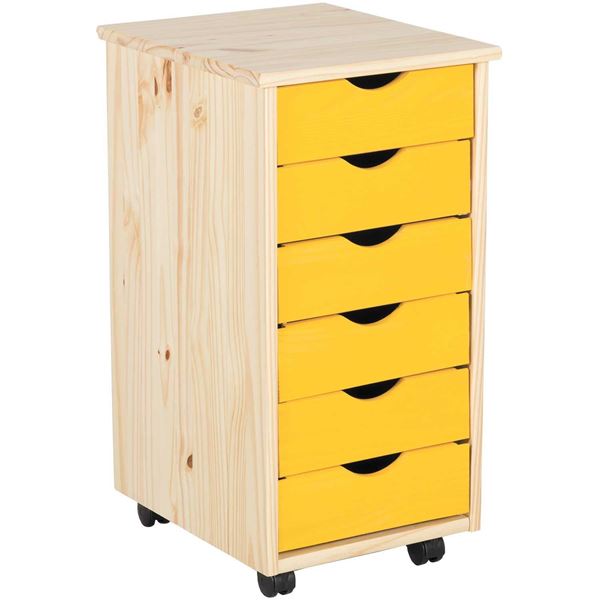 Picture of Yellow Six Drawer Roll Cart
