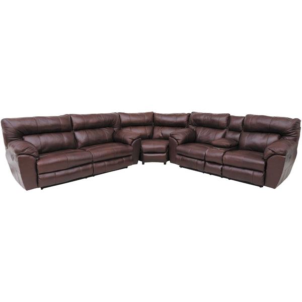 Picture of Walnut Italian Leather 3 Piece Power Sectional