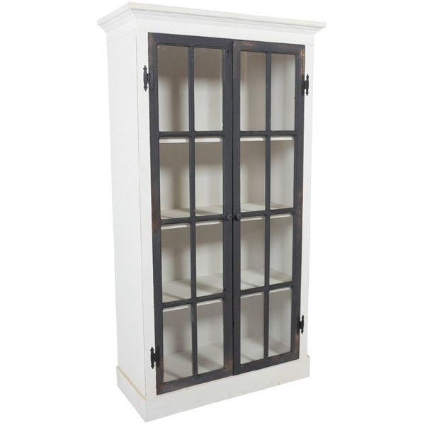 Two Tone Glass Door Curio 14xj0003, Curio Console Table With Glass Doors