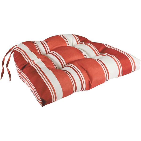Picture of Single Seat Cushion in Terra Cotta with White Stripes
